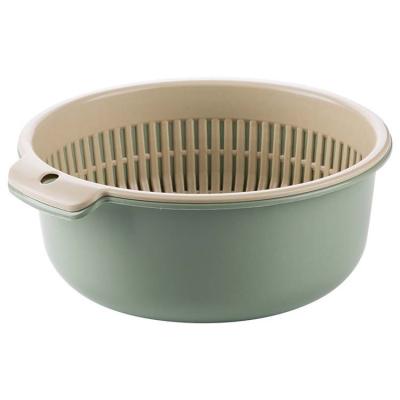 China Viable New Product Kitchen Wash Fruit Vegetable Sink Colander Basket Double Layer Home Drain Basket for sale