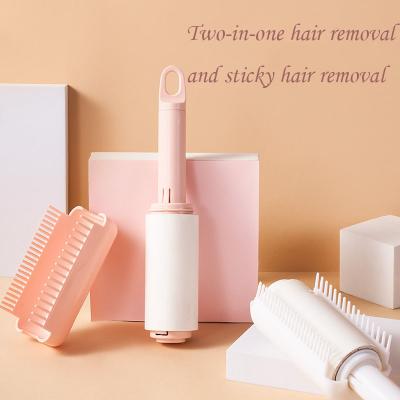 China Manual Round Teeth Removable Straight Pet Comb Sticky Hair Removal and Sticky Hair 2 in 1 Pet Hair Dust Roller for sale