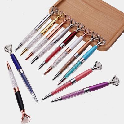 China Rose Gold Pen Eco-Friendly With Big Tip Pen Office Supplies From Diamond On Top Crystal Metal for sale