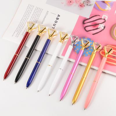 China High Quality Eco-friendly Rose Gold Logo Custom Diamond Crystal Ballpoint Pens For Metal Promotion Gift for sale