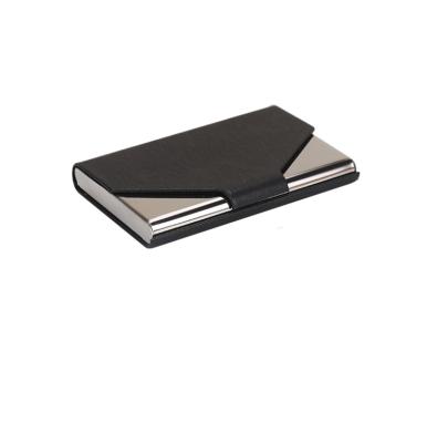 China Normcore/Fashion Minimalist Metal Magnetic PU Credit Business Card Folding Holder for Men and Women for sale