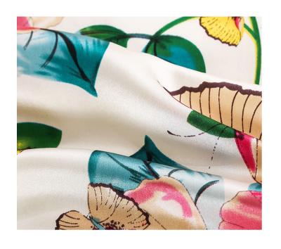 China Pure Natural 100% Pure Silk Fabric Organic Printed Charmeuse Silk Fabric for Dressing or Pillow Case for sale