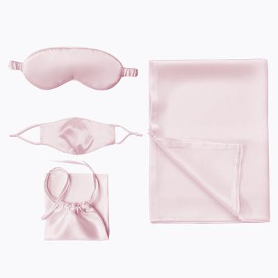 China Eco-friendly Anti-bacteria Hair Silk Eyemask Set And Scrunchies 100% Silk Pillow Case For Best Gift for sale