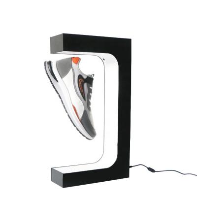 China Wholesale Acrylic Remote Change Led Rotating Magnetic Levitating Floating Acrylic Display Stands Shoe Racks Rotating Sneaker Display for sale