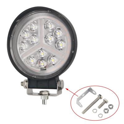 China Off Road 4X4 Vehicle Lighting 4 Inch Led Work Light Flash 2880 Lumen 12v 24v 72w Led Work Light With Amber Halo Ring for sale