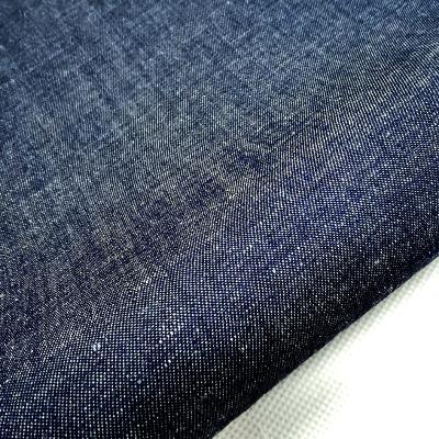 China Breathable in Stock Wholesale 58.5%tencel 16.5%cotton 25%Ramie 6.1 oz indigo blue denim fabric for pants jacket coat for sale