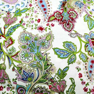 China Organic colorful flowers feather paisley design printing 100%cotton fabric for women girl lady blouse dress costume home decoration for sale