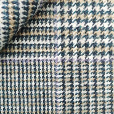 China Anti Pill In Stock Fast Shipping 10%Wool 80%polyester 10%other 145cm 520g/m Melton Tartan Tweed Fabric For Overcoat Suit Jacket for sale