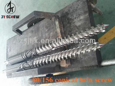 China Abrasion resistant; corrosion resistance 80/156 twin screw barrel for extruder machine 80/156 conical twin screw barrel 80/156 twin screw barrel for sale