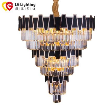 China Modern Factory Outlet modern Chandelier Pendant Lights modern ceiling lighting with black and gold crystal chandelier light iron for sale