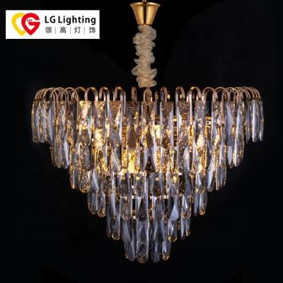 China Modern Duplex floor light luxury crystal chandelier luxury atmosphere high-end modern living room main lamp 2022 new villa lamps for sale