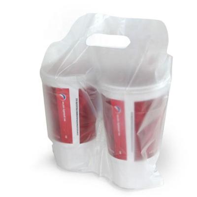 China 20 micron BIODEGRADABLE gusseted plastic bag take out bags for beverage carry for sale