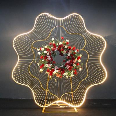 China New Design Stage Background 2018 LED Iron Art Flower Big Iron For Event Decoration for sale