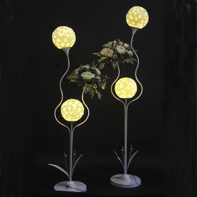 China Festival Star Spring 2 Heads LED Vine Ball Walkway Stand For Wedding Event Stage Decoration for sale