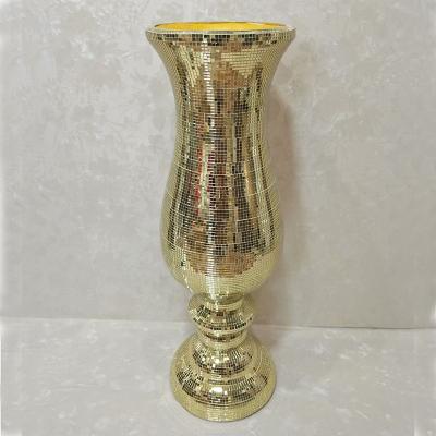 China 2020 Festival Gold Mirrored Mosaic Floor Vase Big Wedding Decoration for sale