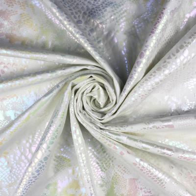 China Stretch Snake Foil Printed Moisture Wicking Dry Fit Holographic Fabric For Running Pants for sale