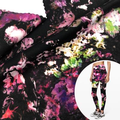 China Single Brushed Stretch Polyester 68 Spandex 32 Double Faced Knitted Floral Printed Fabric For Leggings for sale