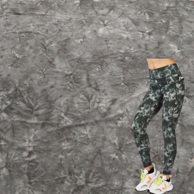 China Double Faced Bare Feel Interlock Polyester Mill Brushed Spandex Tie Dye Pants Fabric For Sports for sale