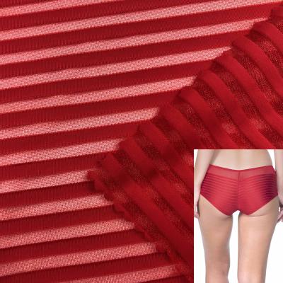 China Stretch Stocks Color Nylon Mesh 4 Sides Stretch Shade Stripes Bras And Panties Fabric for sale