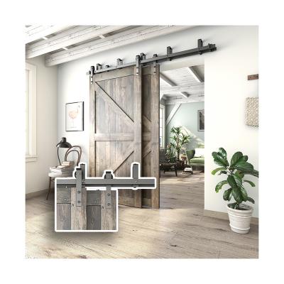 China Ecommerce Supplier Modern Dual Track Bypass Sliding Barn Door Hardware Kit With Bypass Bracket For Home DIY for sale