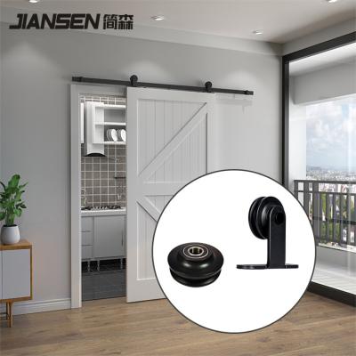 China 2Pcs Modern Sliding Barn Door Wheel U-Spline Guide Pulley Cabinet Hardware Roller Bearing For Cabinet Window, Black for sale