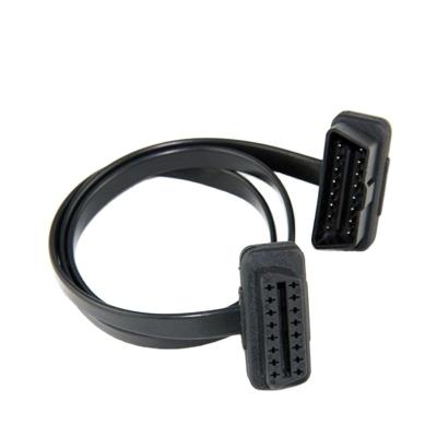 China Automotive 16 Pin Male & Female L-shaped Flat Cable Car OBD2 Scanner ELM327 Diagnostic Extension Cable for sale