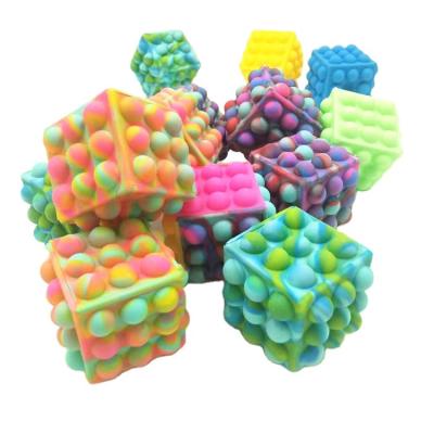 China 3D Fun Silicone Bubble Multicolor Cube Toys Educational Stress Balls Stir Toys New Push Noise Bubble Stir Sensory Toy for sale