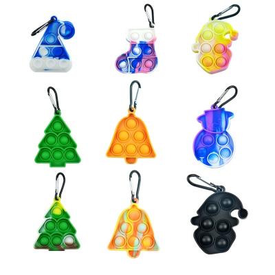 China Handheld/Eco-friendly bubble pop push toys silicone pop push toys silicone key chain Mini Christmas relaxation keychains wholesale for sale