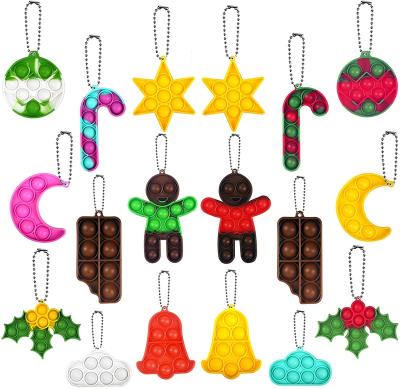 China Xmas Key Chain 9pcs/set Cute Anime Keychain Compression Bubble Noise Push Silicone Key Chain Decoration Tree Portable/Eco-friendly/Waterproof Relaxation for sale