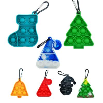 China Portable/Eco-friendly/Waterproof Decoration Silicone Mini Christmas Tree Push Pop Bubble Key Chain Key Chain Relaxing Other Key Chains for sale