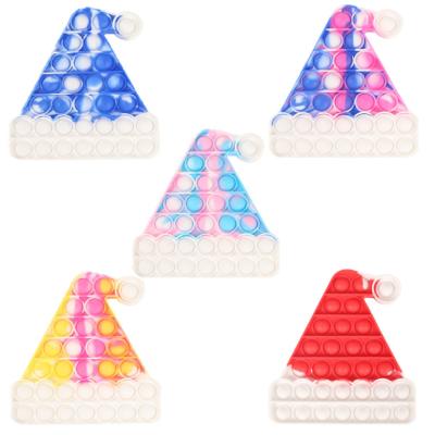 China Funny Silicone Christmas Hat Silicone Fingertip Toy Silicone Pushing Sensory Bubble for sale