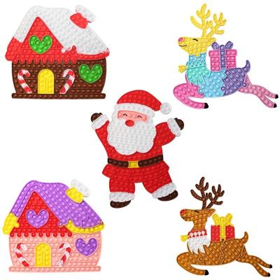 China Portable Christmas Gift for Kids Educational Silicone Toys Silicone Pushing Noise Bubbles Sensory Santa Elk Puzzle Toys for sale