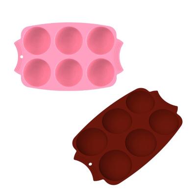 China Viable Large 6 Holes Round Semi Silicone Mold Diy Sphere Cake Tool Silicone Chocolate Cake Baking Mold for sale