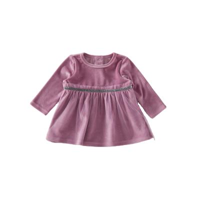 China New Product Kids Clothing Breathable Solid Color Cotton Cloth Baby Long Sleeve Office Dress Girls Dress for sale