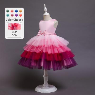 China Office Breathable 60 Days OEM ODM OBM Colorful Girls Harden Design Party Dress Kids Rainbow Princess Fancy Dress Children Bridesmaids Dresses for sale