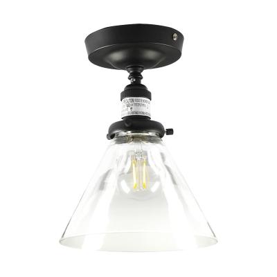 China Factory Supply Vintage Glass Matte Black Finish Semi Pendant Outdoor Mounted Indoor Lighting Ceiling Lights for sale