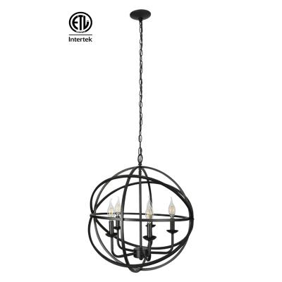 China Industrial 5-Light Chandelier in Black Old Fashioned Global Pendant Light Modern Chandelier for Living Room for sale