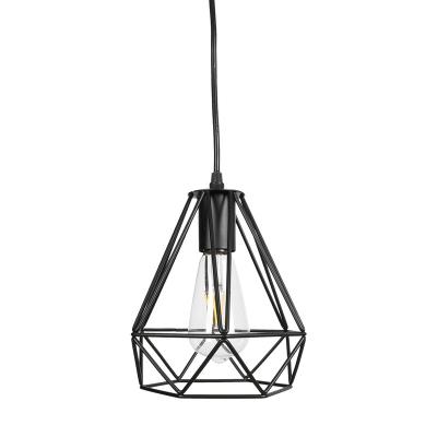 China Small Modern Minimalist Restaurant Pendant Lighting 1-Light 60W Black Pendant Light Fixture With Metal Cage Shade for sale