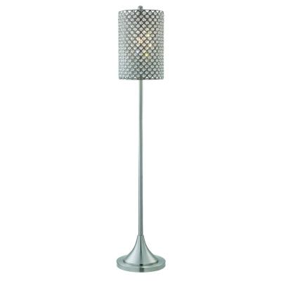 China Modern Style Brushed Shade Nickel Finish Metal With Crystal Beads Floor Light Fixtures Floor Lamps For Living Room for sale