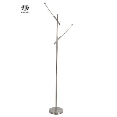 China Modern Minimalist LED Floor Lamp Brushed Nickel Sofa Beside Lighting Dual Arm LED Floor Lamp for sale