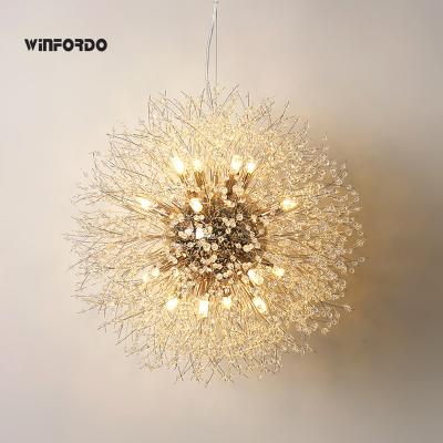 China 2021 Modern Crystal Dandelion Chandelier Lighting Pendant Lamp for Living Room Dining Room Home Decoration for sale