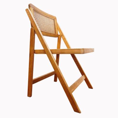 China Home Furniture Wooden Dining Chairs Foldable With Cane Vintage Foldable Living Room Wooden Rattan Dining Chair for sale