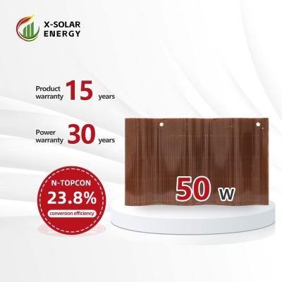 China 50 Watt Curved Solar Roof Tiles Photovoltaic Solar Module Tiles High Efficiency for sale