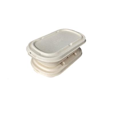 China Compostable Biodegradable Minus 90 Day Wholesale Disposable Oval Box 850ml Sugarcane Fiber Pulp Molds With PP Lid For Lunch Storage Restaurant Fast Food for sale