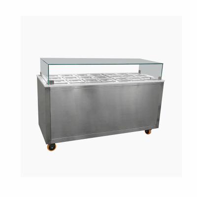 China Single-Temperature Commercial Insulated Garnish ice cream Topping Station showcase with Refrigerator for sale