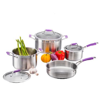 China Sustainable Factory Supplier New Brand 7Pcs Cookware Sets Stainless Steel Kitchenware Camping Pot Cookware Set For Outdoor for sale