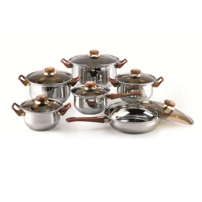 China Sustainable New Productfactory Supplier 12Pcs Cooking Pot Set Stainless Steel Cookware Kitchen Accessories Set Cookware for sale