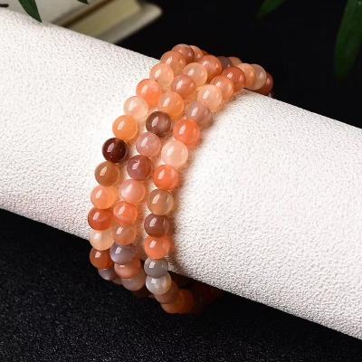 China Bracelet Necklace Round Natural Moonlight Bright Colorful Stone Beads For Jewelry Making for sale