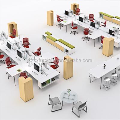 China 2016 New PANEL Design Office Workshop Layout Design Business Furniture Computer Desk With Cabinet Filling Group for sale