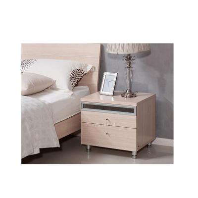 China High Quality Wooden Side Table PANEL Bed Bedroom Nightstand With Two Drawers for sale